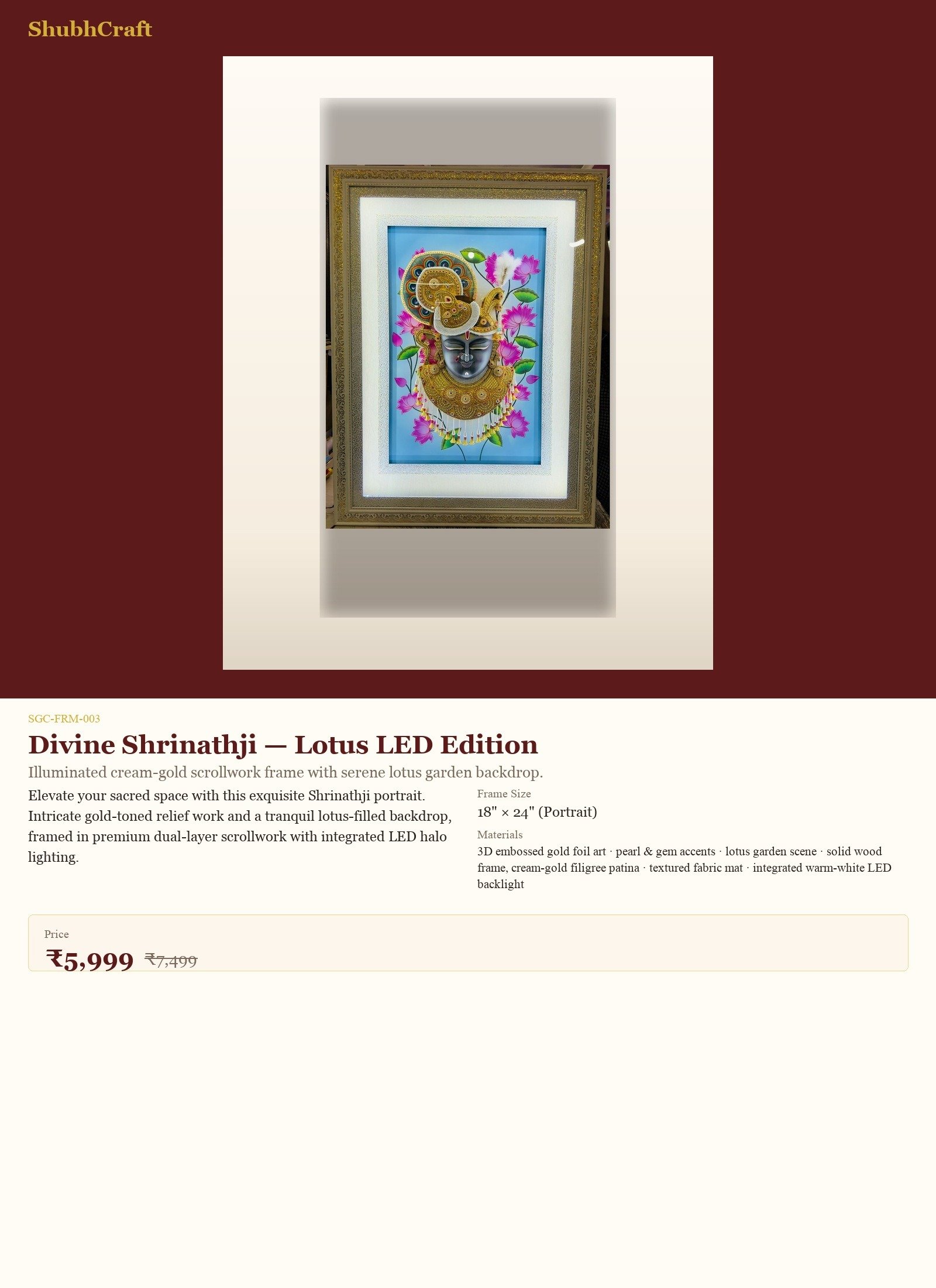 Divine Shrinathji — Lotus LED Edition - Image 5