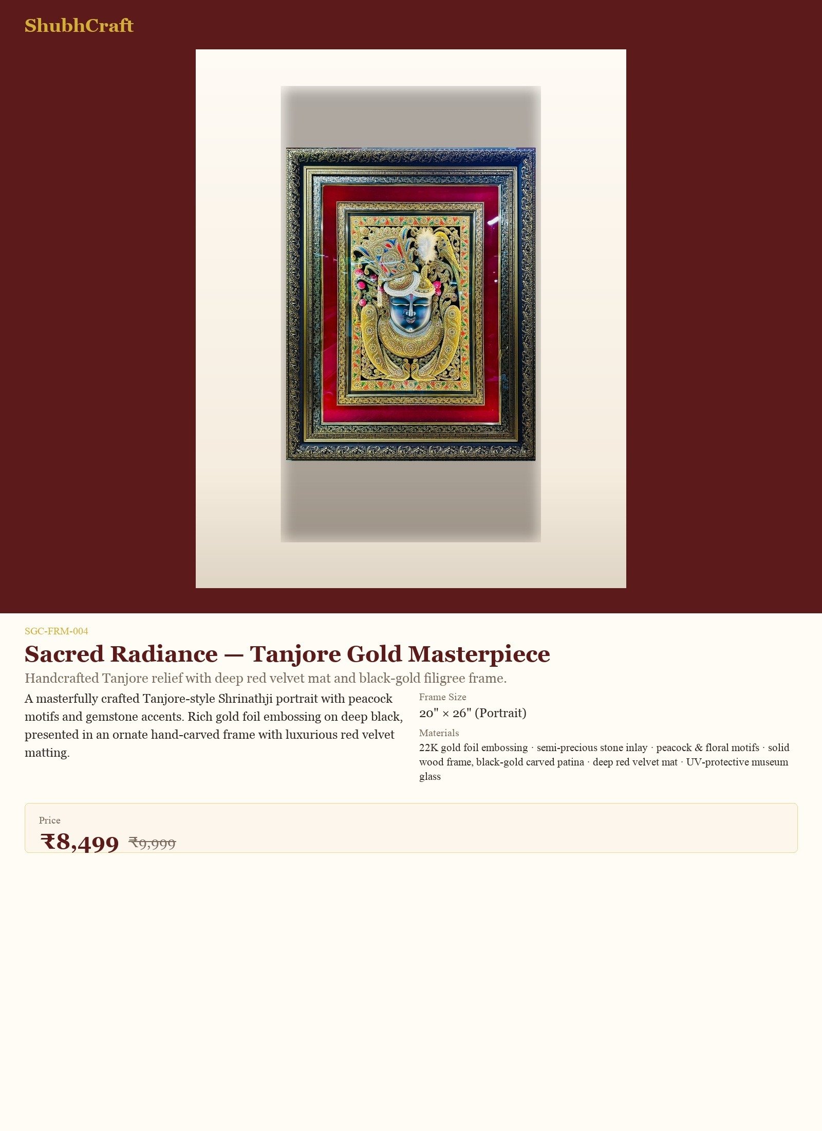 Sacred Radiance — Tanjore Gold Masterpiece - Image 5